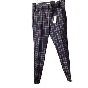 Express Women's Plaid Straight Leg Pants - Black and Brown